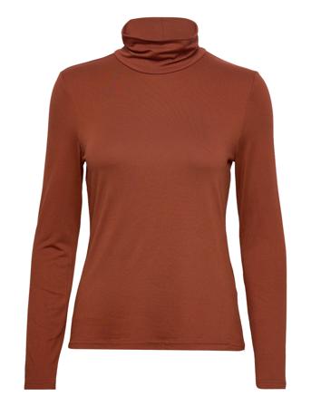 Vmlinet Ls High Neck Top Jrs Lt Brown Vero Moda