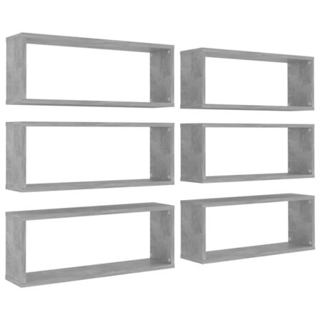 Vidaxl Vägghylla Kubformad 6 St Betonggrå 60x15x23 Cm Konstruera Grå