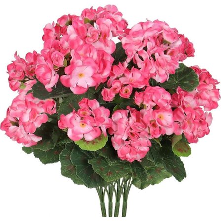 1/6/12/24-pakning kunstige pelargonier, UV-bestandige falske blomster utendørs planter dekor