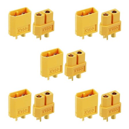 10 st XT60 Batterikontakter för RC Batterileksaksfordon, 5 st Hankontakter och 5 st Honkontakter (5 par)