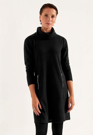 Cellbes of Sweden - Superblød kjole med krave Beata i sort til damer i størrelse 54/56