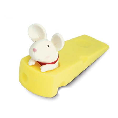 Söt Tecknad Djurformad Dörrstopp Mus Punch Fri Dekorativ Kil för Hemmakontor Vit