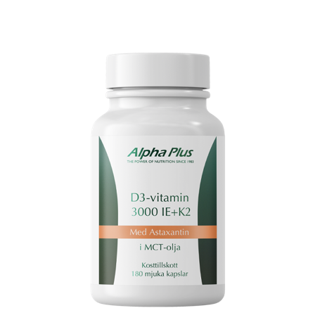 Alpha Plus D3-vitamin 3000 IE + K2 180 kapslar