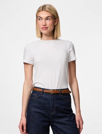 Pieces Pcavery Leather Braided Slim Belt Noos - Brown - 85