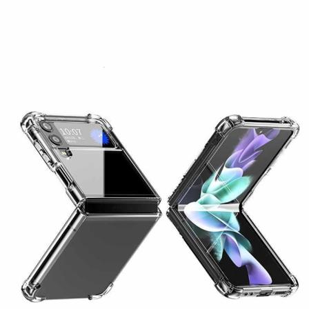 Samsung Galaxy Z Flip 3 - Kova läpinäkyvä kuori Kovat reunat + pehmeä suojakalvo Neljä kappaletta