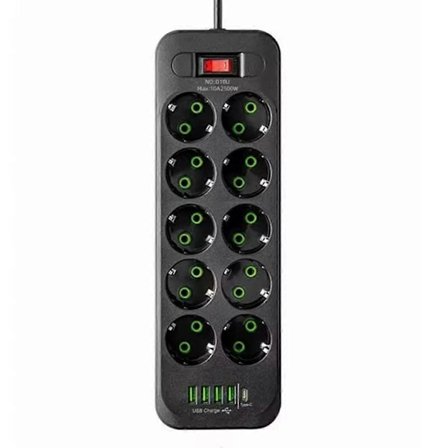 EU-kontakt Grenuttag Multi-Tap Eluttag med 4 USB-portar Snabbladdning Multiprise Net_xx