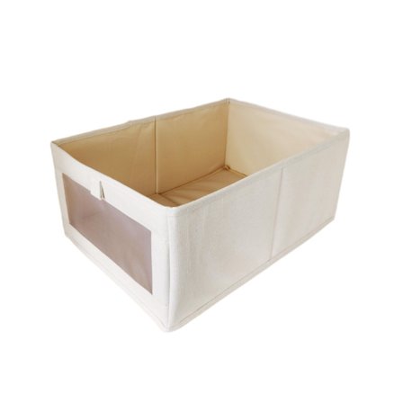 Sammenklappelig opbevaringskurv med gennemsigtigt netvindue, vaskbar PP-plade garderobeskabshylde legetøj tøj vasketøjsorganisator