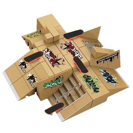 2 STK. Finger skateboard rekvisitter og øvelsesområde, professionelt tilbehør, kreativt mini finger skateboard park legetøj. (YJD)