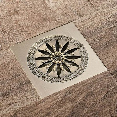 Mässing Duschbrunn Kvadratisk Golvbrunn Anti-Luktborttagning Badrum Duschgaller Stort Kaliber 10 x 10cm Badrumstillbehör