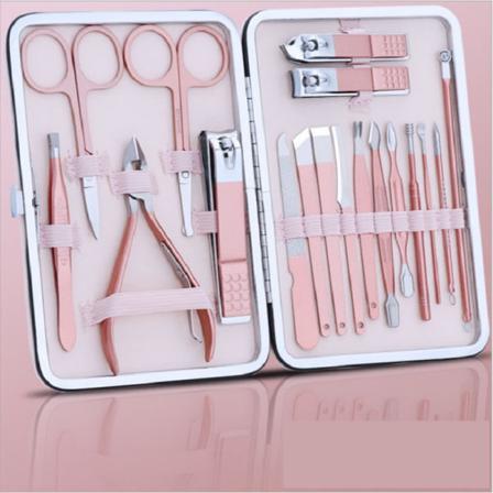 Nagelsats (18 Stycken) Manikyr Kit Pedikyr Rosa