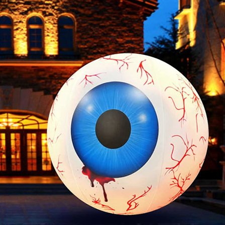 PVC Uppblåsbar Halloweenboll, 60 cm, Blodsprängda Ögon Uppblåsbar Dekorerad Boll med Fjärrkontroll 12 Färger LED