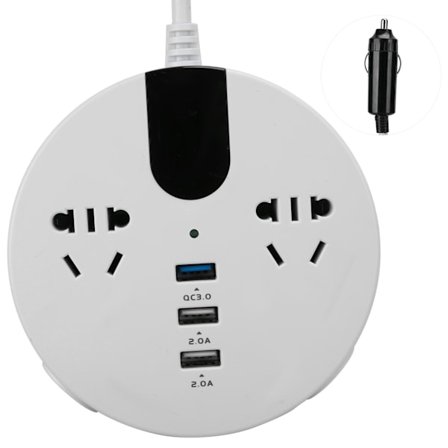 150W Strømkilde Inverter 12‐24V til 220V Bil Adapter LED Digital Display Bil Inverterhvid