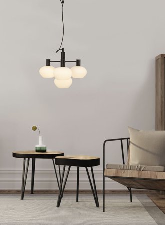 Bell taklampe Ø47 - sort/opal