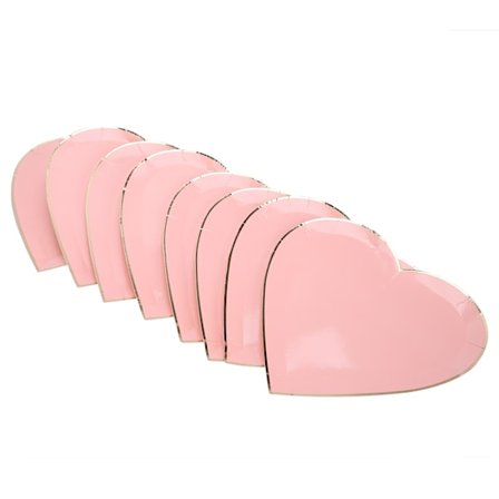 8 stk papirplater til morsdag, valentinsdag, bryllupsfest, festartikler, dekorasjon (rosa)