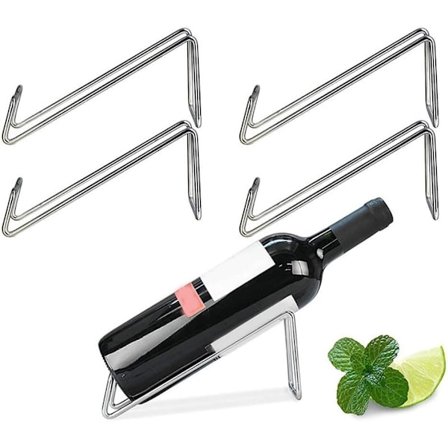 4 kpl Viinipullotelineitä, Metalliset Viinipullotelineet (Hopea)