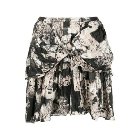 IRO Short asymmetrical Nederdel with ruffles Nila Sort, Dame