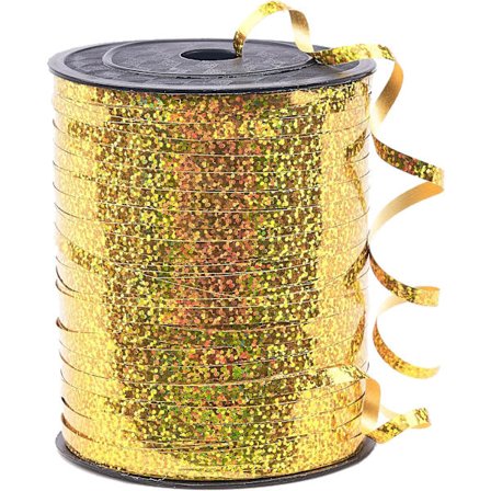 Gull, 1/5 " x 400m Krøllebånd, Iridescent Krøllet, Skinnende Gavepapirbånd for Ballongsnor, Hår, Blomsterdekorasjon (1