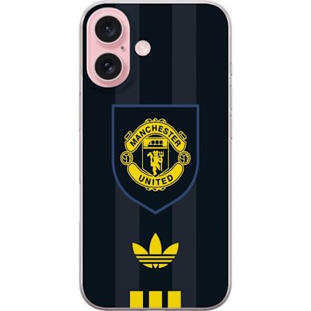 Kompatibelt Mobilskal till Apple Apple iPhone 16 Manchester United Adidas logotyp emblem fotbollsklubb affish Premier League retro gult svart design k