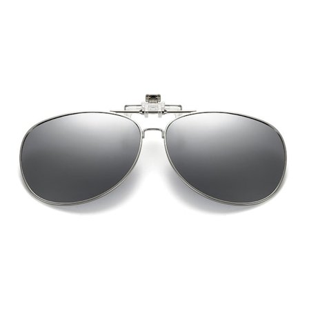 Uppfällbara Polariserade Pilot Clip-On Solglasögon Metall Silver