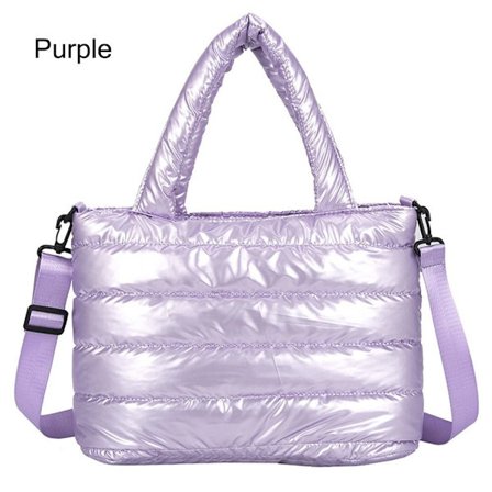 Puffer Tote Bag Quiltet Puffy Håndtaske LILLA