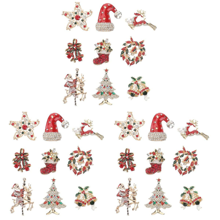 27 stk. Delikat Julebrocher Krystal Rhinestone Mærke Nål Smykker Tilbehør Gave Til Kvinder 27 pcs 9 PCS