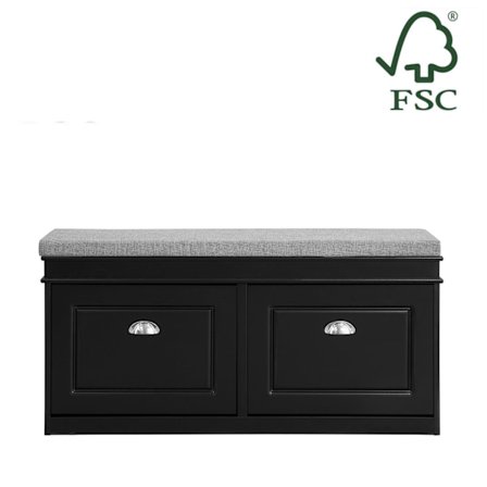 Rootz skobænk med opbevaring - Skostativ - Entrébænk - FSC-certificeret - Pladsbesparende design - Komfortabel siddeplads - 104 cm x 52 cm x 24 cm - F