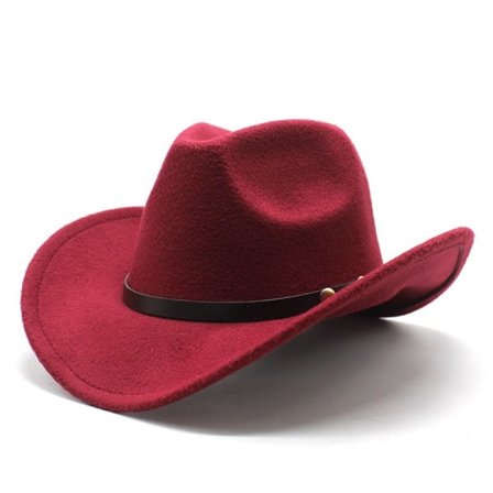 Amerikansk Western Cowboyhatt Filt Hatt for Menn og Kvinner Ridehatt Rullet Brette Imitasjon Ull Jazzhatt Cowboyhatt Brun