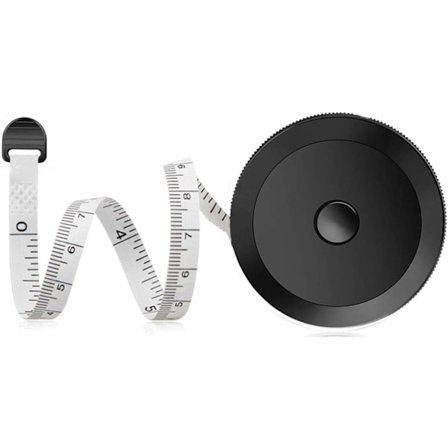 Myk tape, innfellbar hvit målebånd, kroppsmålebånd for skredder, klær, strikking, håndverk, kroppsmål, 60 tommer 150 cm (svart)