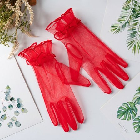 1 par Blondehandsker Kort Tyl RØD