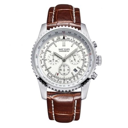 Fashionabla watch i legering med rund urtavla analogt kvartsarmbandsur (brun + silver + vit)