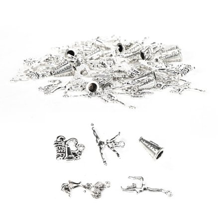 70 stk. smykker vedhæng i zinklegering med cheerleading-tema, mini-person dekorationer, DIY-artikler