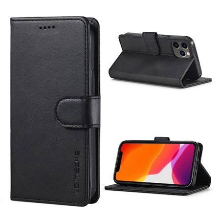 LC.Imeeke läder iPhone 12 Pro Max fodral - Svart