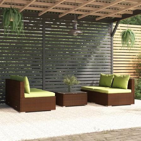 Vidaxl Loungegrupp För Trädgården Med Dynor 5 Delar Konstrotting Brun