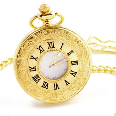 Fashionabel lantlig retro romersk fickur stor storlek dubbel display romersk skala flip cover quartz klocka digital skala och kedjerem