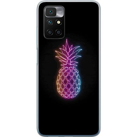 Kompatibelt Mobildeksel til Xiaomi Xiaomi Redmi 10 Neonlysillustrasjon av ananas i fargerikt lys mot svart bakgrunn