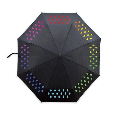 Väriä vaihtava sateenvarjo, taianomainen kokoontaitettava sateenvarjo sateenkaaren värisillä sadepisaroilla ja 8 ripaa, sade- ja aurinkovarjo, 
