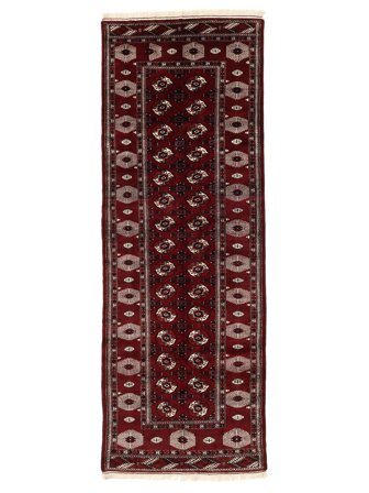 Noué À La Main Turkaman Tapis 139X390 De Laine Noir/Marron Petit