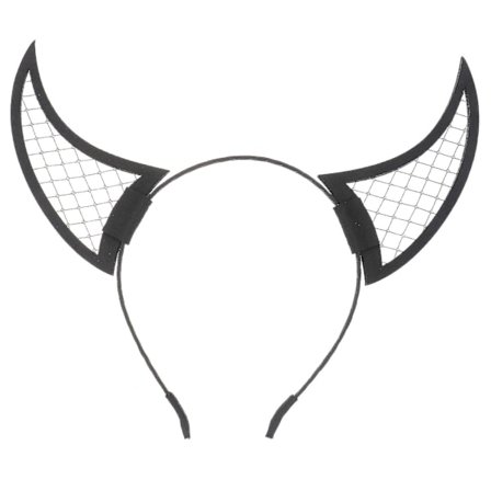 1 st Halloween-diadem med djävulshorn, nätband, hårband, hårtillbehör till festkostym (svart)