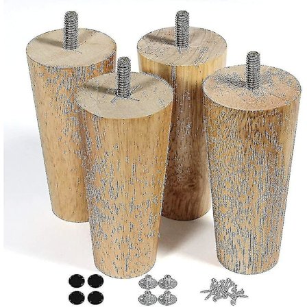 Sett med 4 møbelbein i tre, 5 tommer, sofabein, klare lakkerte kommodebein for sofa