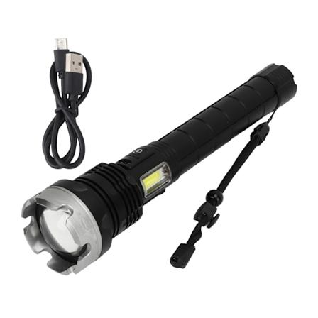 Utendørs lommelykt Super Bright Torch USB Oppladbar Zoombar Teleskopisk aluminiumslegeringsskal Vanntett lommelykt for campingturer