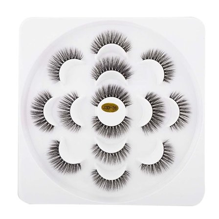 7 Par 25mm 3D Minkfransar Naturliga Långa Falska Fransar Makeupförlängning Fransar (J3D-26)