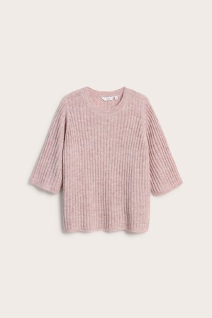 Kappahl | Sweter z prążkowanej dzianiny, z krótkimi rękawami | Jasnoróżowy