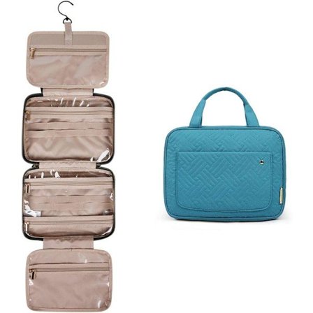 Hængende toilettaske rejsetaske stor toilet taske dame kosmetiktaske gennemsigtig fuld størrelse beholder - havblå