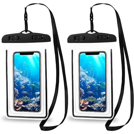 2 svarta vattentäta väskor, universell vattentät mobiltelefonväska,