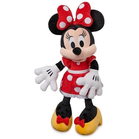 Store Minnie Mus Medium Plysjleketøy, 43 cm, Ikonisk Rød Polkadotkjole og Sløyfe, Alle Aldre
