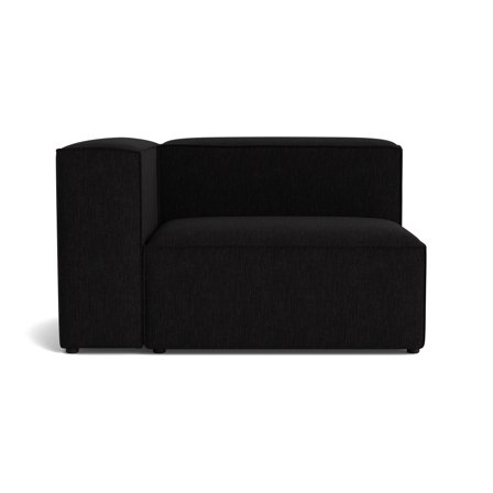 Lissabon XL hjørnemodul, venstrevendt - Danubio Sort - 130x100x72cm Sofa - Modulsofa med mange lag skum & kvalitetsstof - Holdbar ramme af Krydsfiner