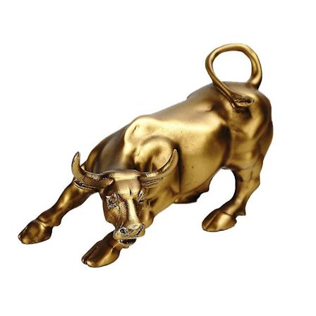 Wall Street Bull Harpiks Dekoration Feng Shui Held & Lykke Bronze Tyrens Statue, Skulptur Guld Bronze Tyren