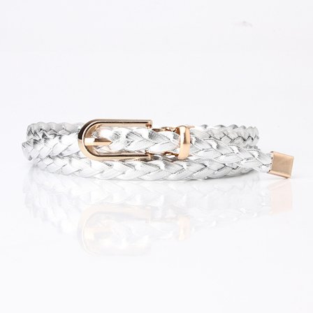 1 mode dam flätat tunt bälte (silver)