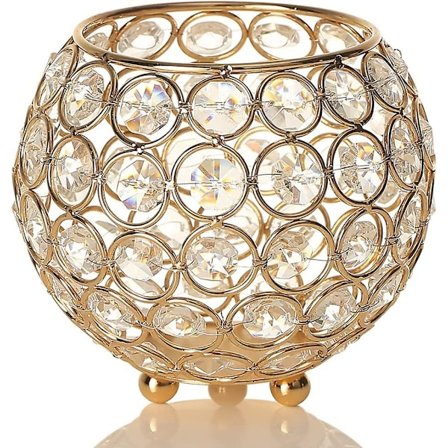 Gull Krystall Pillar Lysestaker, Votiv Lysestake