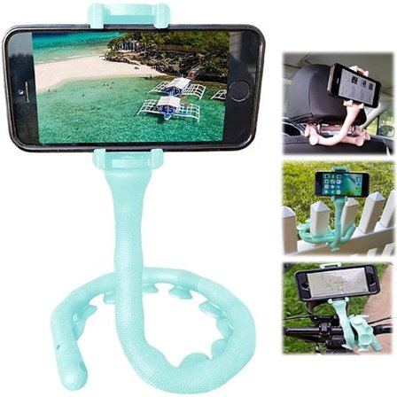 Flexibel vridbar telefon/iPhone-hållare med sugkoppar (blå)